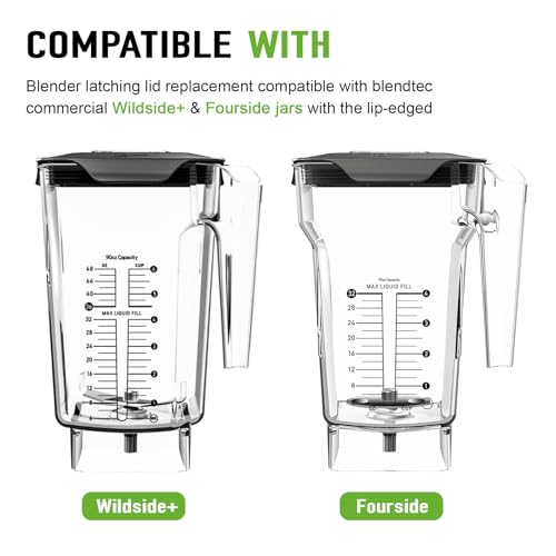 Tobaiwind Blender Latching Lid Replacement For Blendtec Commercial Wildside & Fourside Jars, Blender Lids Top with Removable Center Cap, Wildside Jar Lid Replacement for Keeping Splashes Contained During Blend - Image 2