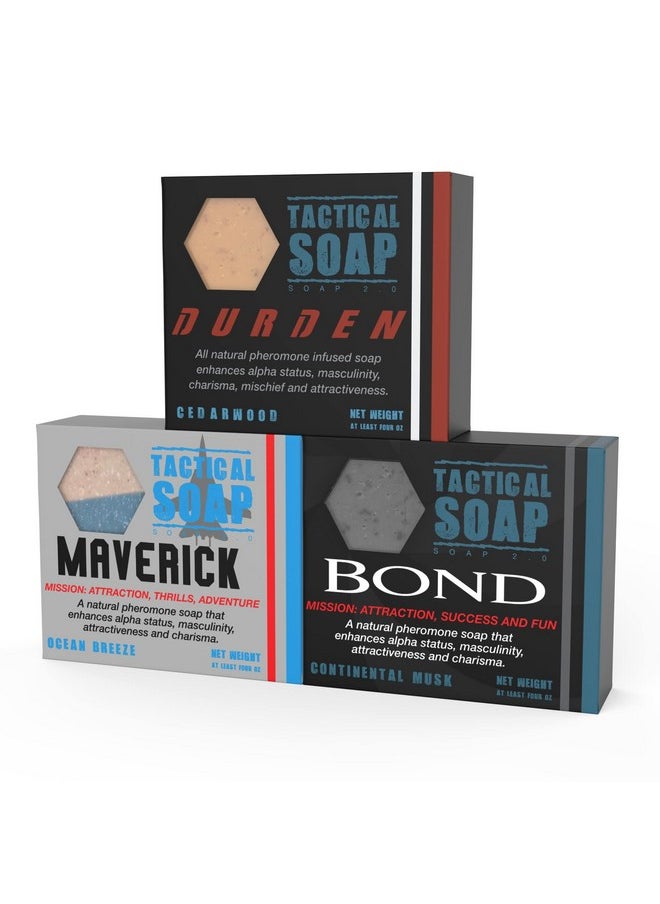 Grondyke Soap Company - Tactical Soap The Trifecta (1 Of Durden Bond And Maverick) Mens Vegan All Natural Soap Bars Infused With Powerful Pheromone Formula For Attraction - Image 1