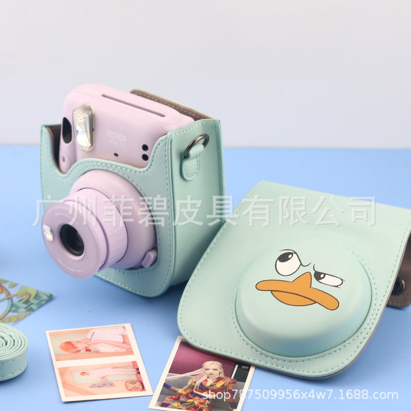 Angry Duckling Camera Bag Universal Mini8/9 Mini11 Pu Camera Bag Solid Color Cartoon Camera Storage Bag - Image 2