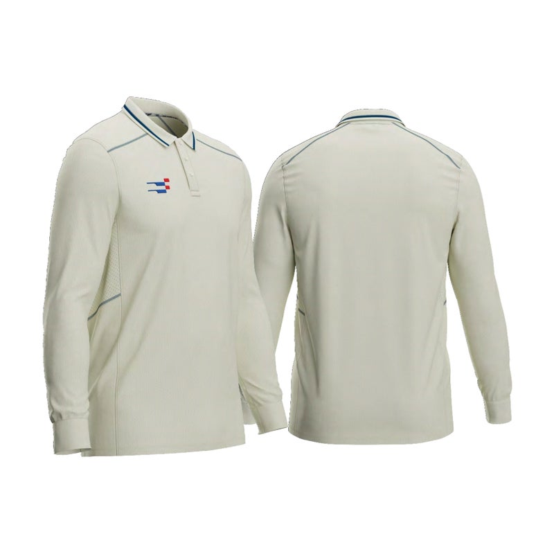 زي كريكيت Generic Cricket White Shirt and Trouser Set Long Sleeves for Juniors - Cricket Uniform - Large - Image 4