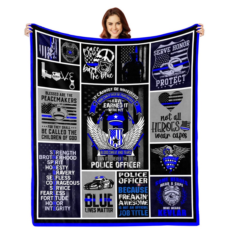Lviliss Police Officer Gifts Birthday Gifts for Policeman Gift Ideas for Police Officer Dad Son Husband Boyfriend UltraSoft Flannel Plush Throw Blankets 50x60