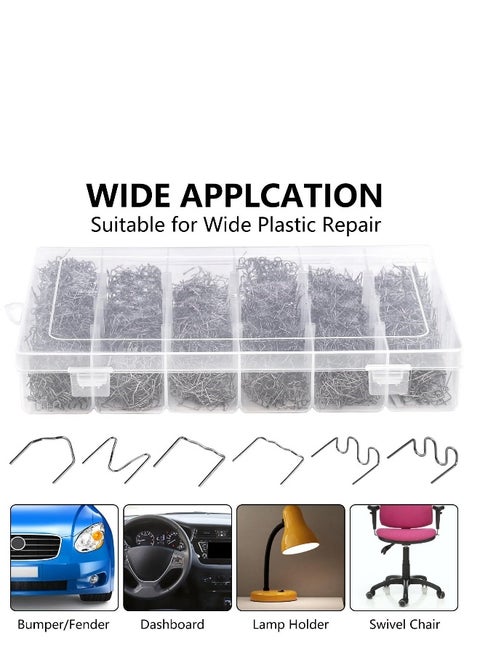 3000 Pieces Plastic Welder Staples, Welding Hot Staples with Storage Box, 0.6 and 0.8mm Plastic Welding Kit for Repair Car Bumpers Dashboards Lamp Holders Daily Plastics Supplies