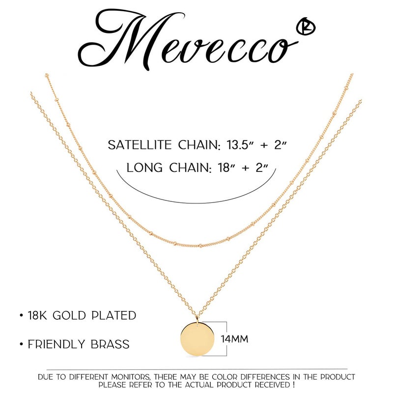 MEVECCO Gold Layered Necklace,18K Gold Disc/Circle Bead Chain Dainty Elegant Simple Layer Necklace for Women - Image 3