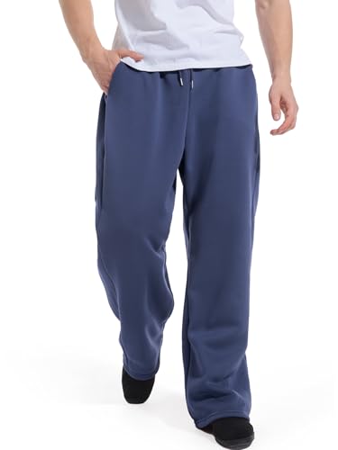 ZUGJAM سروال رياضي فضفاض للرجال بأرجل واسعة مع جيوب باللون الأزرق الداكن XS - Image 4