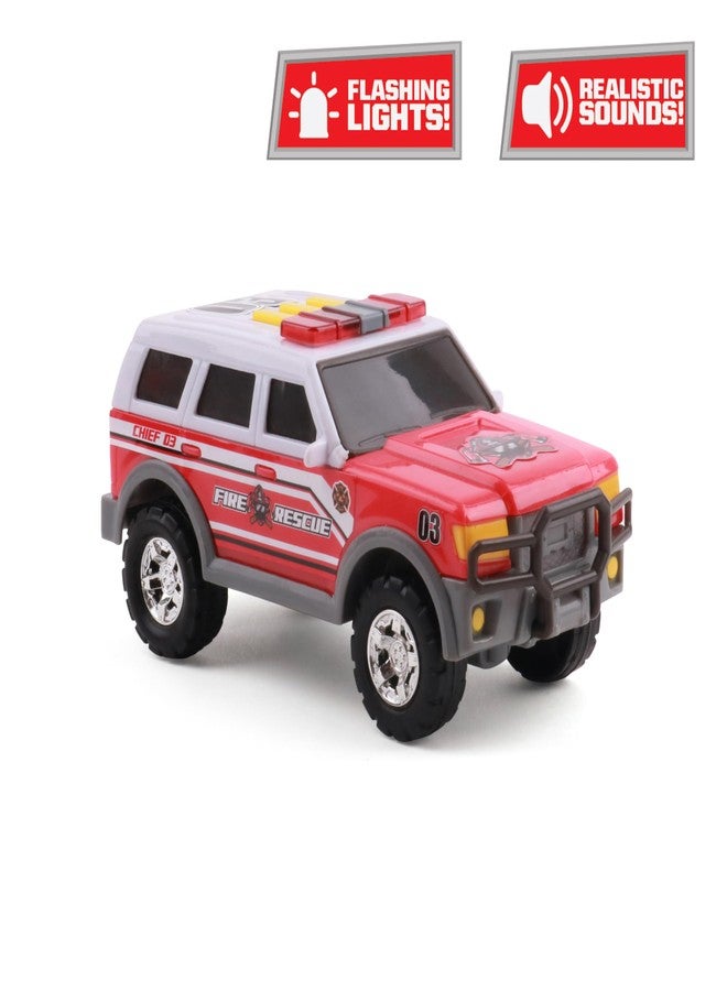 Mighty Fleet Toughest Minis 5" Fire Chief SUV Toy w/Lights & Sounds, Realistic Design & Batteries Included - Age 3+ - Image 2