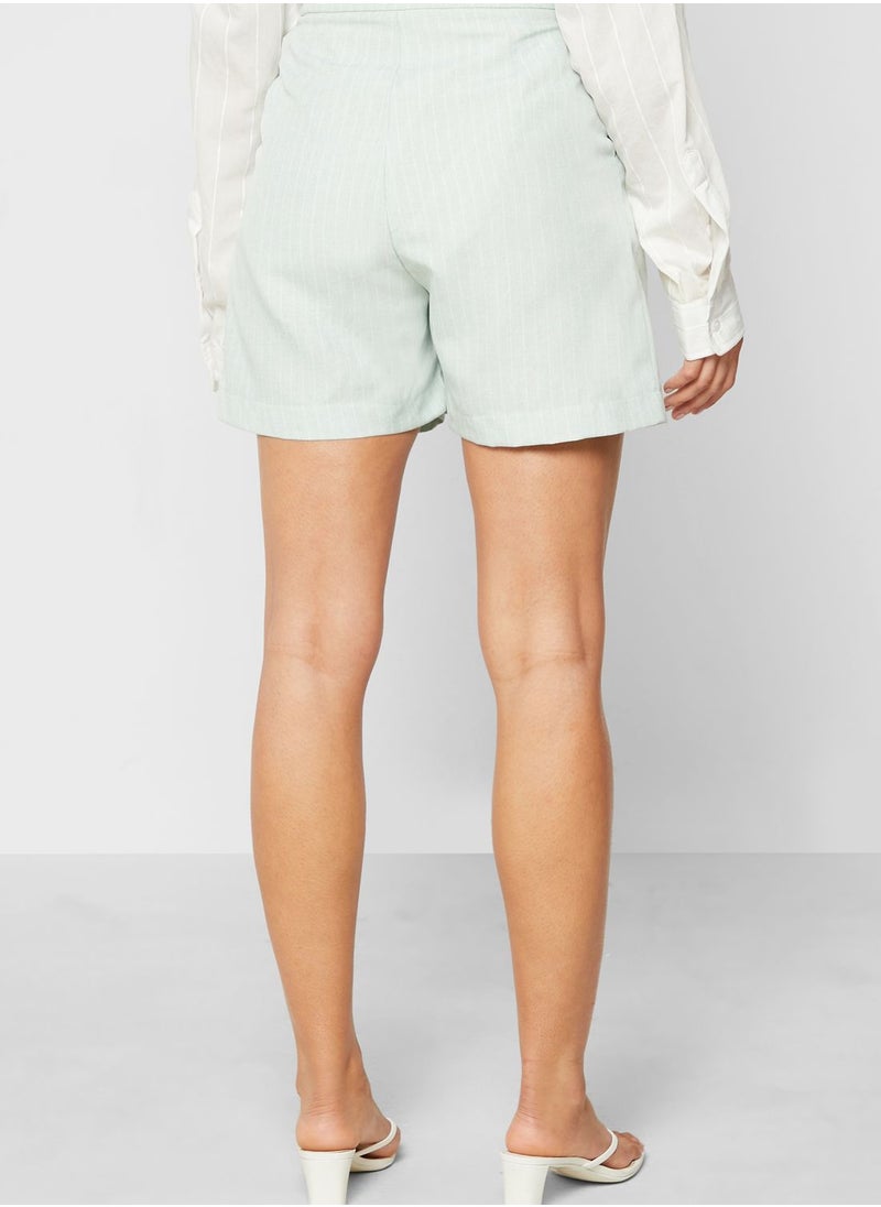 LOST INK - Co-Ord Pleat Detail Shorts - Image 1