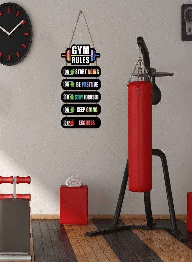 KAIRNE Home Gym Rules Decor,Workout Motivational Quote Wooden Plaque,Exercise Posters,Fitness Room Door Sign for Man Cave,Bar Pub,Garage Gym Sign Hanging Outdoor Wooden Plaque(12X2.3x5+12x4.7x1 inch) - Image 5