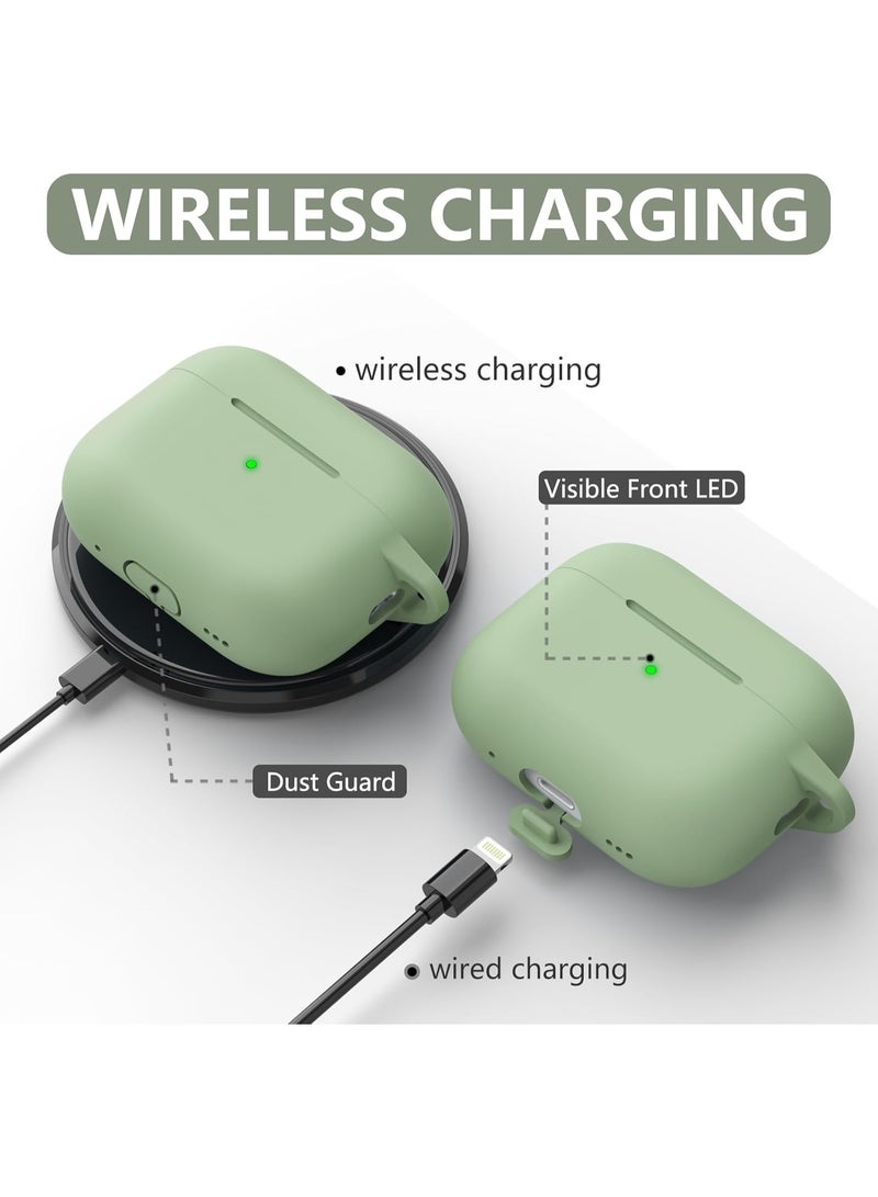 ACLIX AirPods Pro 2nd Generation Case Cover, Protective Silicone Skin Accessories with Keychain for Apple AirPods Pro Generation 2, Front LED Visible, Light Green - Image 3