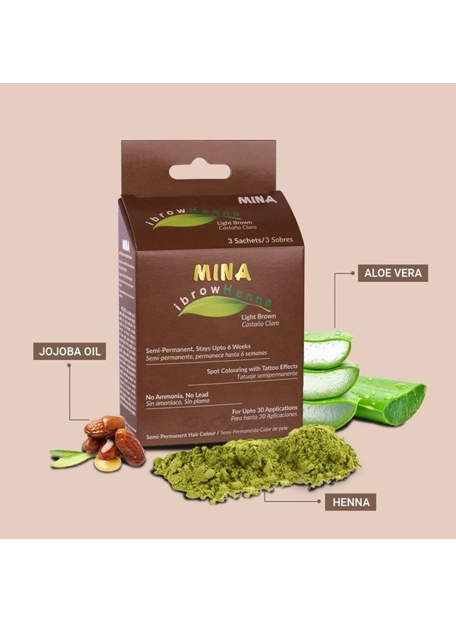 MinaiBrow Mina ibrow Hair Color|Natural Spot coloring Hair Tinting Powder, Water and Smudge Proof | No Ammonia, No Lead with 100% Gray Converge|Vegan and Cruelty free(Light Brown + Oil + Brush) - Image 2