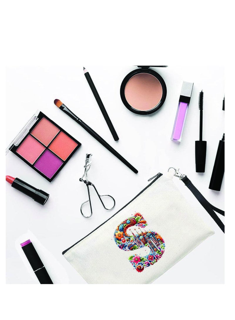 PRINTSHOP4ME Initial Monogram Cosmetic Pouch - Monogrammed Makeup Pouch - Perfect for Travel Organizer - Cosmetic Bag for Women - Gift for Ramadan - Initial Design Makeup Bag - Image 2