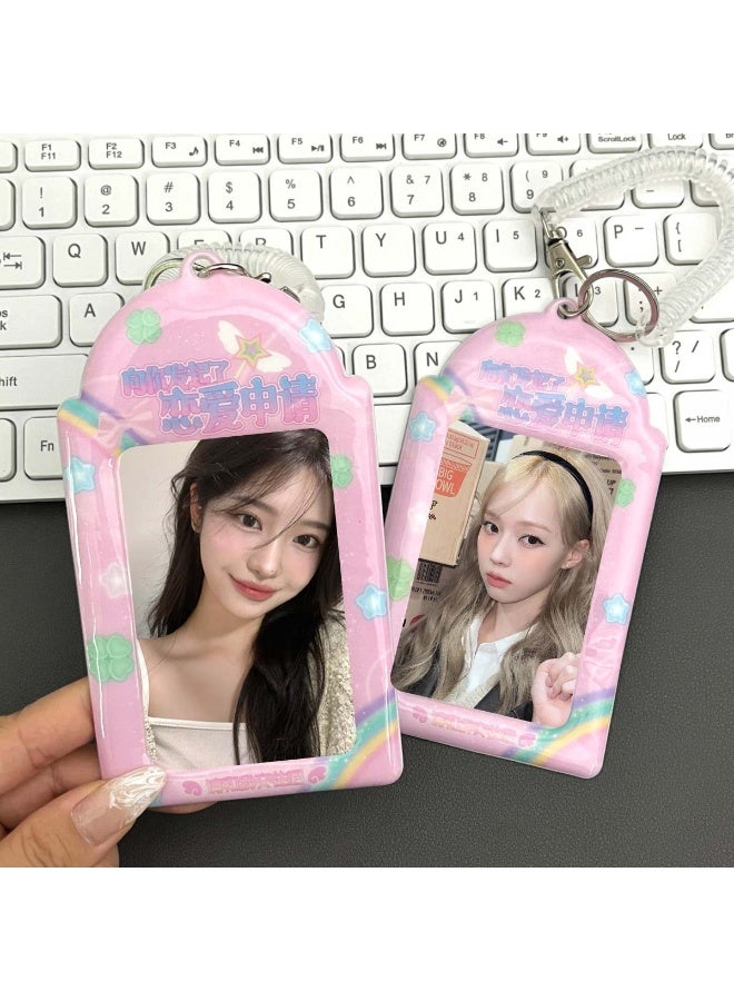 NIBEMINENT 1 - Piece Original Text PVC Kpop Photo Card Holder Pendant Key Chain ID Badge Holder ID Card Holder Photo Card Protector for School ID Office ID Access Card for Women Girls - Image 1