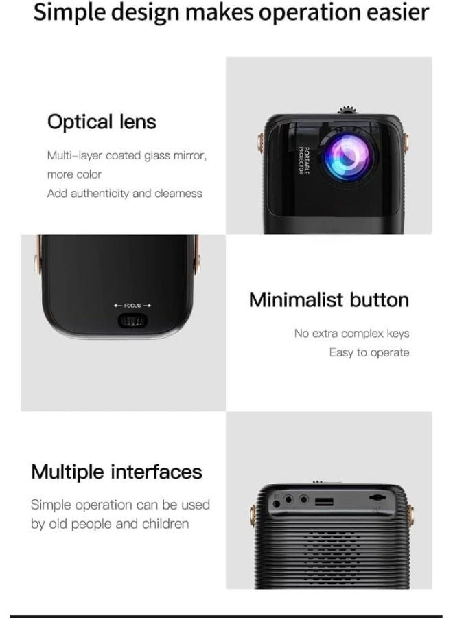 Umiio A008 Intelligent Screen Projector 5G WiFi & Bluetooth, 1080P HD Home Entertainment Hub, Compact Design, Wireless Streaming, Smart Projection, Higher Resolution Brightness,  For Move Music TV Game Casting Black - Image 3