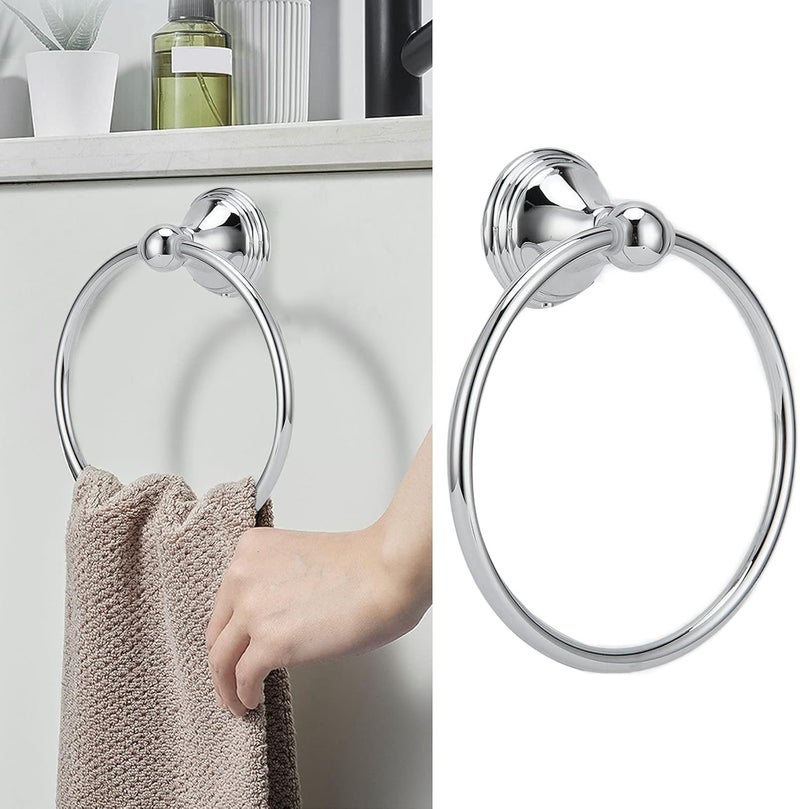 Towel Ring Stainless Steel Wall - Mounted Hand Towel Holder, Brushed Finish - Rust, Space Saving, Ideal for Bathroom and Kitchen (893 Chrome-Plated Towel Ring) - Image 2