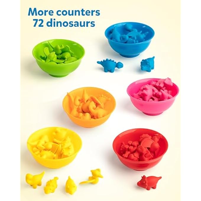 COUNTING DINOSAUR SORTING TOY SET, COLOR MATCHING CLASSIFICATION GAME, MONTESSORI FINE MOTOR SKILL PRESCHOOL EDUCATIONAL MONTESSORI LEARNING TOYS FOR 3 4 5 YEARS OLD - Image 4