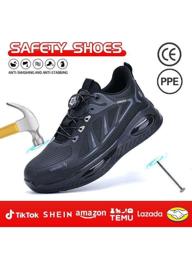 Men's steel-toe safety shoes, lightweight and comfortable, puncture-proof and slip-resistant, wear-resistant and durable, comfortable for long periods of standing, lightweight and breathable, work shoes that can also be worn as fashionable athletic shoes. - Image 1