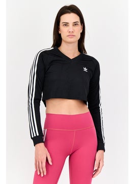adidas Originals Women Sportswear Fit Long Sleeves Training Cropped Top, Black  - Image 1