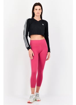 adidas Originals Women Sportswear Fit Long Sleeves Training Cropped Top, Black  - Image 3