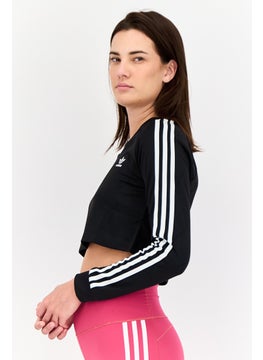 adidas Originals Women Sportswear Fit Long Sleeves Training Cropped Top, Black  - Image 4