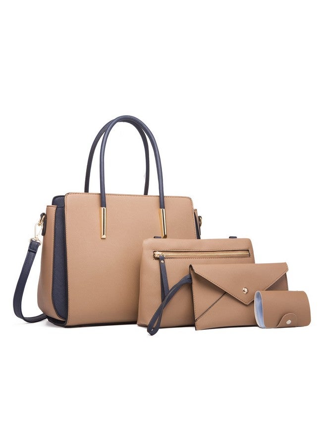 FANDARE Elegant Handbags Wallet Tote Bag Womens Top Handle Satchel Purse Set 4 Pcs Set Crossbody Clutch Bag For Work Travel Shopping Party Ladies Shoulder Messenger Bag Khaki - Image 1