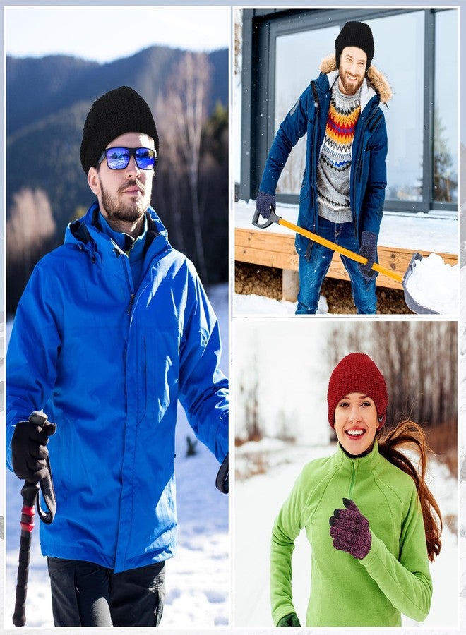 زانماي طقم شتوي مكون من 12 قطعة من القبعات والقفازات، 6 قبعات صوفية سميكة، 6 أزواج من القفازات الدافئة التي تعمل باللمس للرجال والنساء، مناسب للأنشطة الخارجية - Image 5