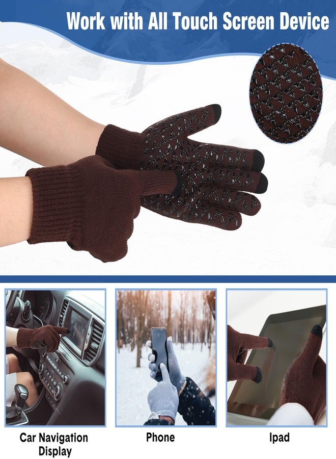 زانماي طقم شتوي مكون من 12 قطعة من القبعات والقفازات، 6 قبعات صوفية سميكة، 6 أزواج من القفازات الدافئة التي تعمل باللمس للرجال والنساء، مناسب للأنشطة الخارجية - Image 4