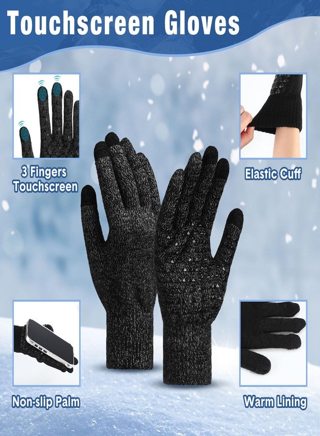 زانماي طقم شتوي مكون من 12 قطعة من القبعات والقفازات، 6 قبعات صوفية سميكة، 6 أزواج من القفازات الدافئة التي تعمل باللمس للرجال والنساء، مناسب للأنشطة الخارجية - Image 3