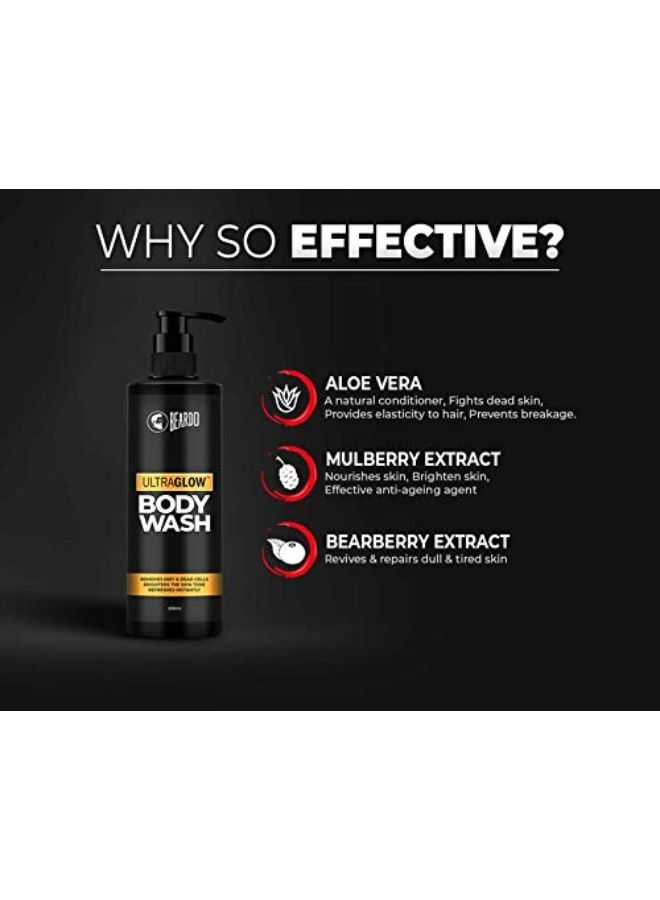 BEARDO Ultra Glow Body Wash For Men, 200Ml | Brightens Skin Tone | Removes Dirt & Dead Cells | Contains Mulberry & Bearberry Extracts | For Face And Body | Refreshes Instantly(Pack Of 2) | Made In India - Image 4