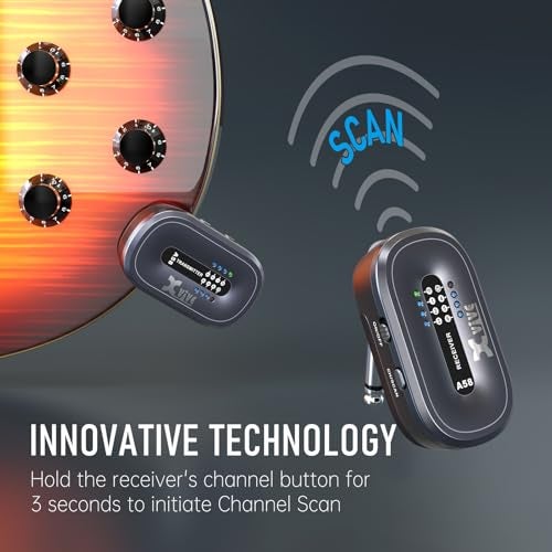Xvive A58 Wireless Guitar System 5.8GHz Wireless Guitar Transmitter Receiver for Active or Passive Pickup Electric/Acoustic Bass Guitar - Image 5