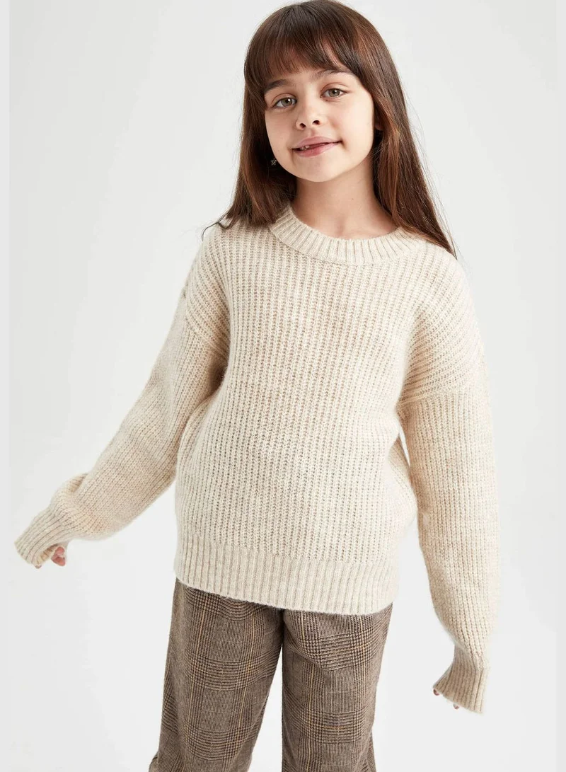 DeFacto Girl Crew Neck Long Sleeve Tricot Pullover