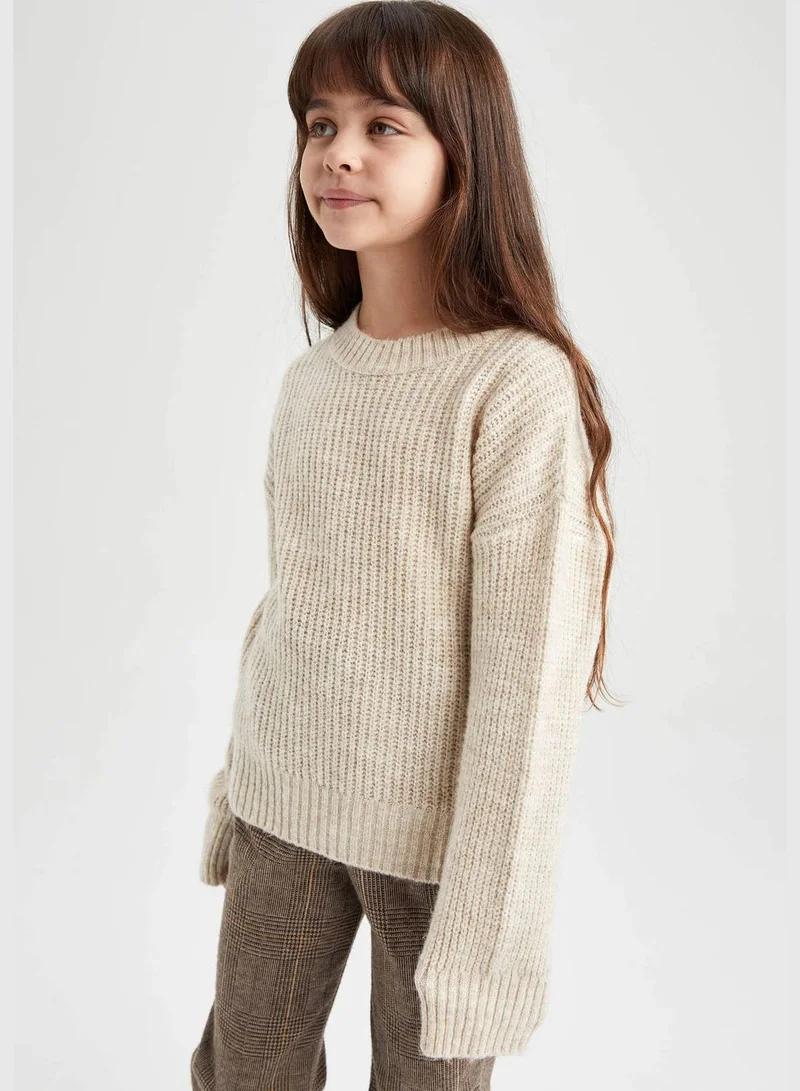 DeFacto Girl Crew Neck Long Sleeve Tricot Pullover