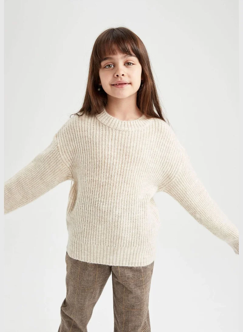 DeFacto Girl Crew Neck Long Sleeve Tricot Pullover