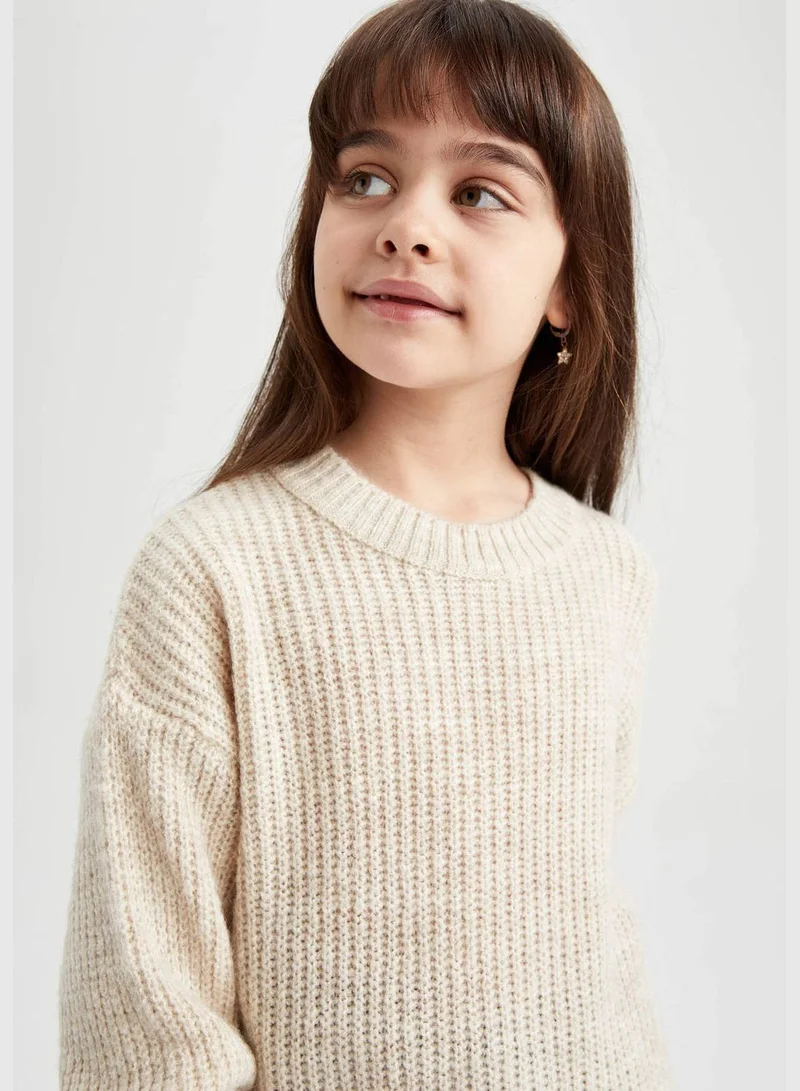 DeFacto Girl Crew Neck Long Sleeve Tricot Pullover