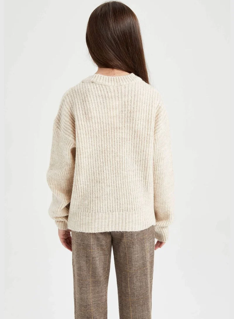 DeFacto Girl Crew Neck Long Sleeve Tricot Pullover