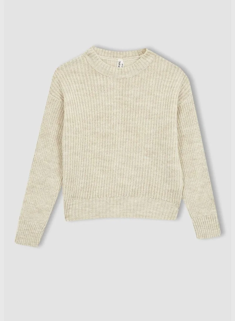 DeFacto Girl Crew Neck Long Sleeve Tricot Pullover