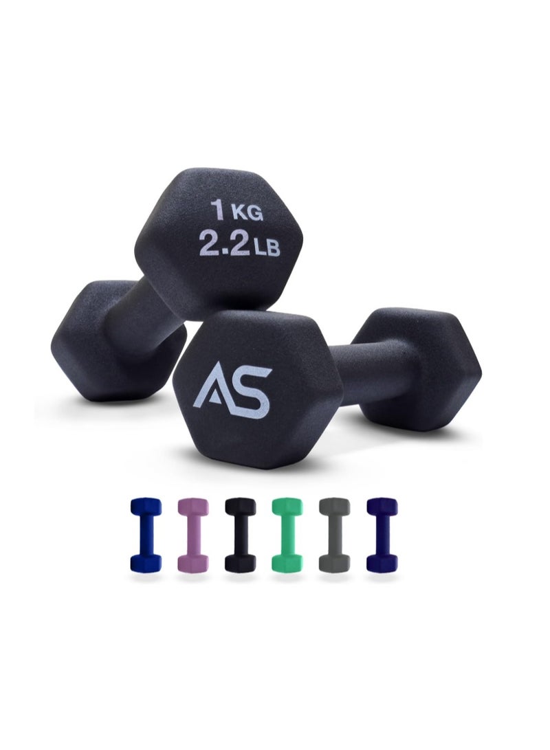 Allure Sphere Neoprene Dumbbell Set For Home Gym Exercise - Anti Slip Fitness Equipment For Pilates, Cardio, Training - Anti Sweat Hex Dumbbells in 1Kg 2Kg 3Kg 4Kg 5Kg In Pair - Image 1
