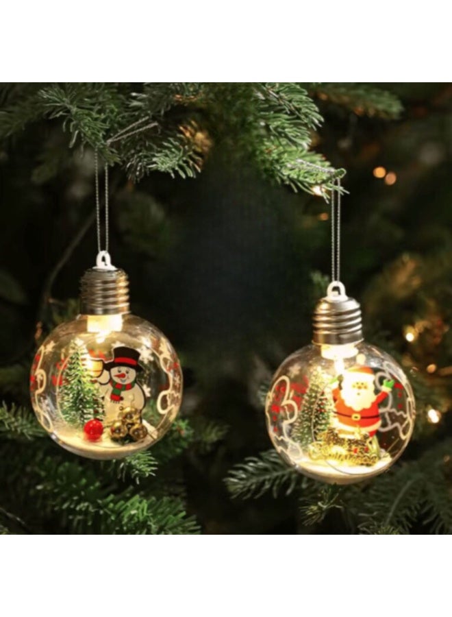 زينة شجرة  الكريسماس لمبة ليد تعليقة المضيئة الثلجي عليقة عيد الميلاد مصباح سانتا وسنومان  عدد 2 - Image 2