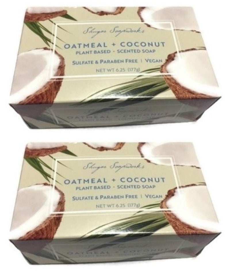 Shugar Soapworks Oatmeal Coconut Soap 625 Oz Plant Based Vegan Natural Pure No Dyes Sulfate Paraben Free 2 Pack