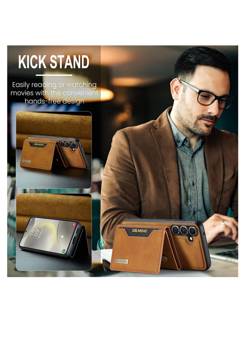UNBLACK Wallet Case for Samsung Galaxy S24 , DG.MING Premium Leather Phone Case Back Cover Magnetic Detachable with Trifold Wallet Card Holder Pocket for Samsung Galaxy S24 (Coffee)  - Image 5