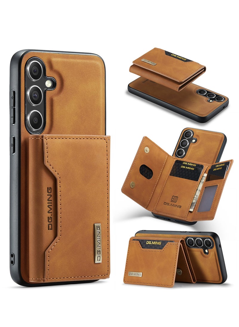 UNBLACK Wallet Case for Samsung Galaxy S24 , DG.MING Premium Leather Phone Case Back Cover Magnetic Detachable with Trifold Wallet Card Holder Pocket for Samsung Galaxy S24 (Coffee)  - Image 2