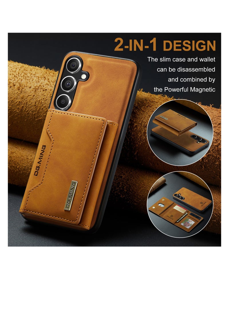 UNBLACK Wallet Case for Samsung Galaxy S24 , DG.MING Premium Leather Phone Case Back Cover Magnetic Detachable with Trifold Wallet Card Holder Pocket for Samsung Galaxy S24 (Coffee)  - Image 3
