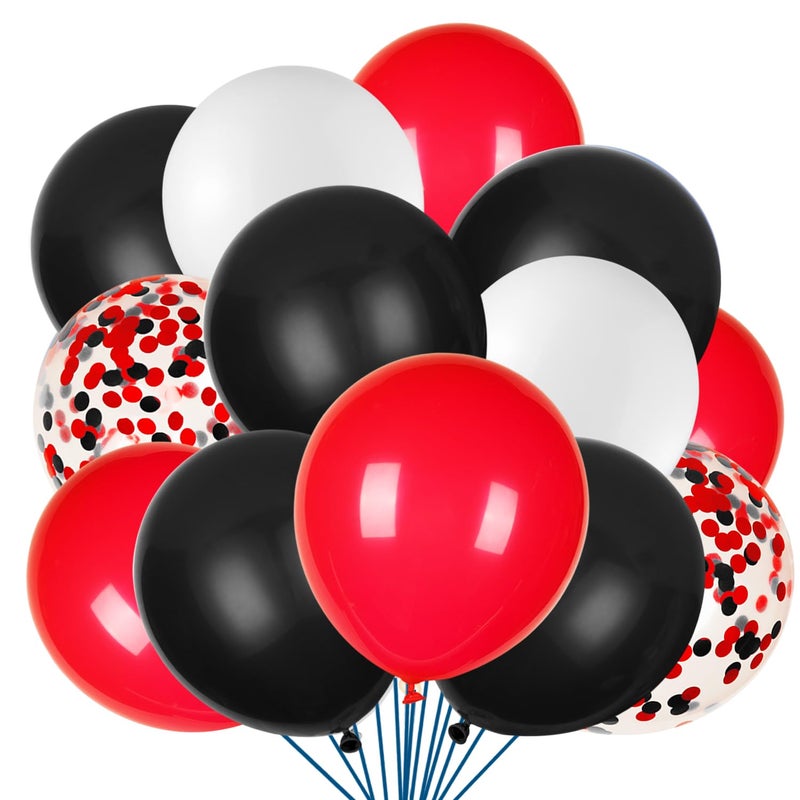 JOYYPOP 80Pcs Red White and Black Latex Balloons with Confetti Balloons for Graduation Poker Card Party Decorations Casino Race Car Party Red and White Graduation Decorations - Image 3