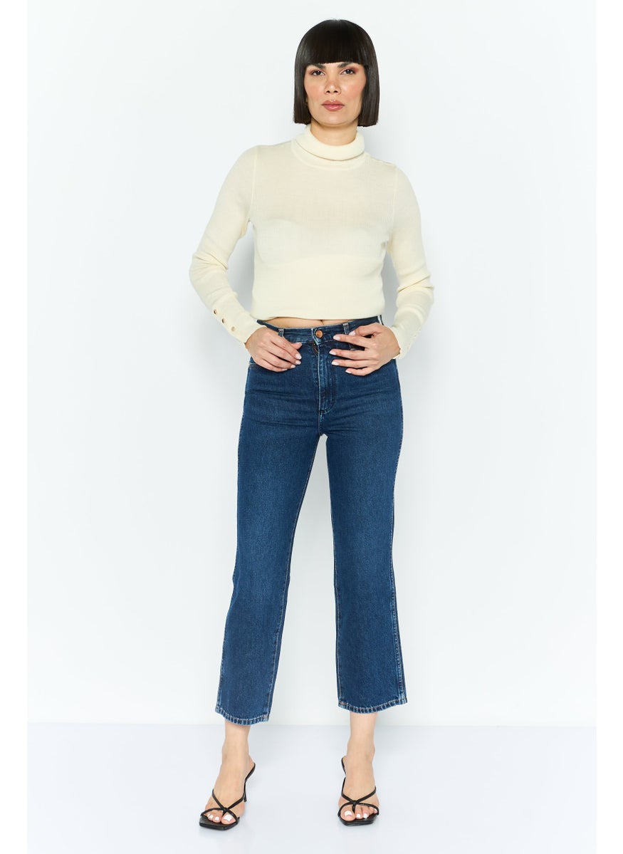Wrangler Women Regular Fit High Rise Straight Leg Jeans, Blue  - Image 4
