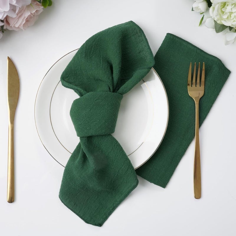 yeabwps Cotton Linen Cloth Napkins Set of 6 Dinner Kitchen Napkins Bulk 17 x 17 Thick Table Reusable Washable Napkins for Dinner Wedding and Parties6 Olive Green - Image 4