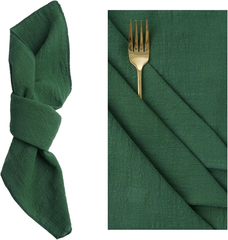yeabwps Cotton Linen Cloth Napkins Set of 6 Dinner Kitchen Napkins Bulk 17 x 17 Thick Table Reusable Washable Napkins for Dinner Wedding and Parties6 Olive Green - Image 3