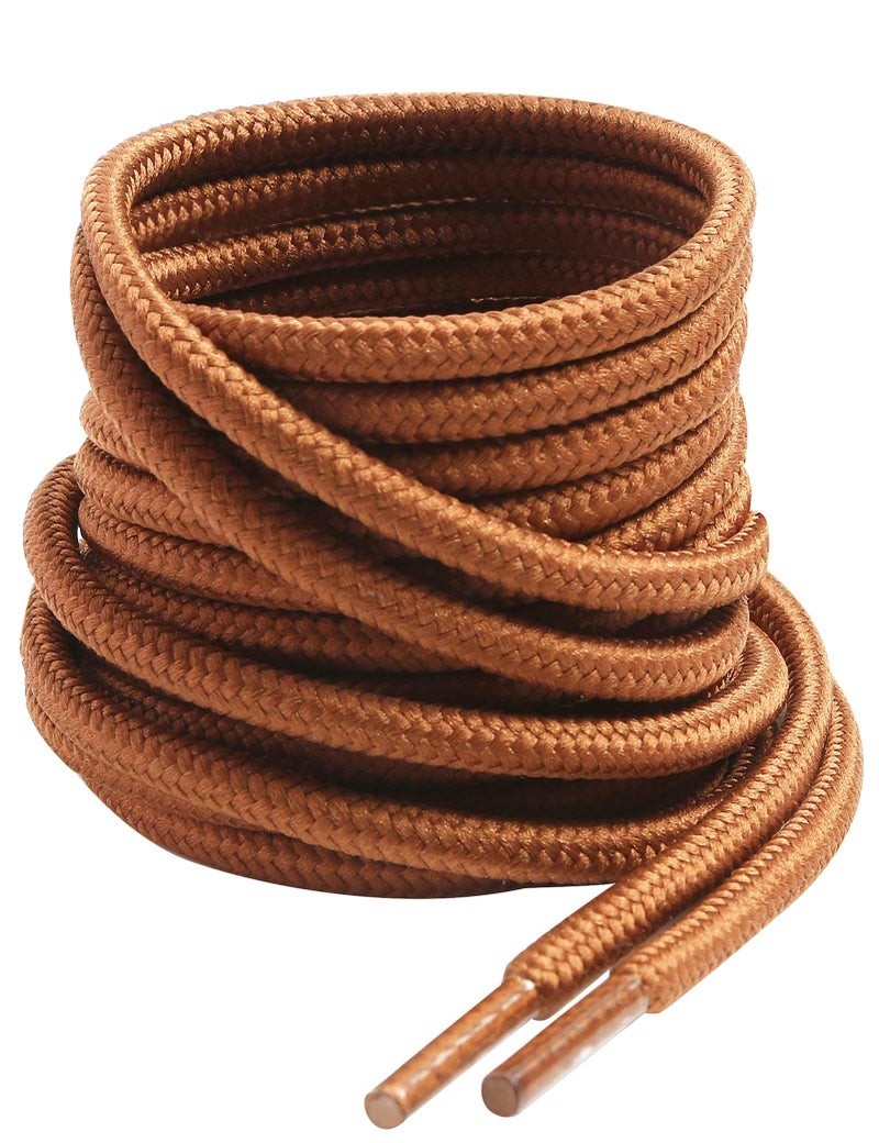VSUDO 35 Inches Round Light Brown Boot Laces, 5/32" Diameter Shoe Laces for Boots, Heavy Duty Work Shoestrings, Hiking Shoelaces for Men or Women (2Pairs-Light Brown-90CM) - Image 1