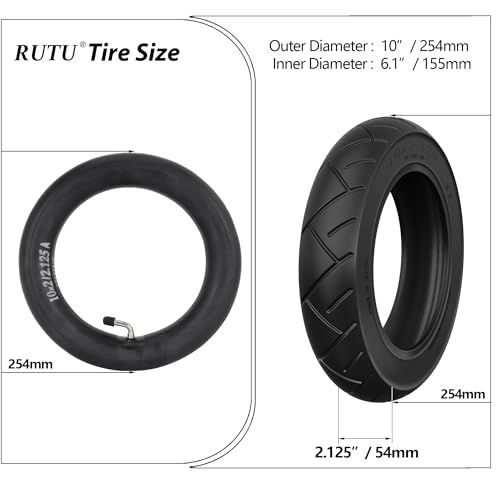 RUTU 10x2.125 Heavy Duty Tire and Inner Tube Compatible with Smart Electric Balance Scooter Bike, Bicycle, Tricycle, Stroller Replacement Wheels for 10-inch Tires with 6-inch Rims - Image 2