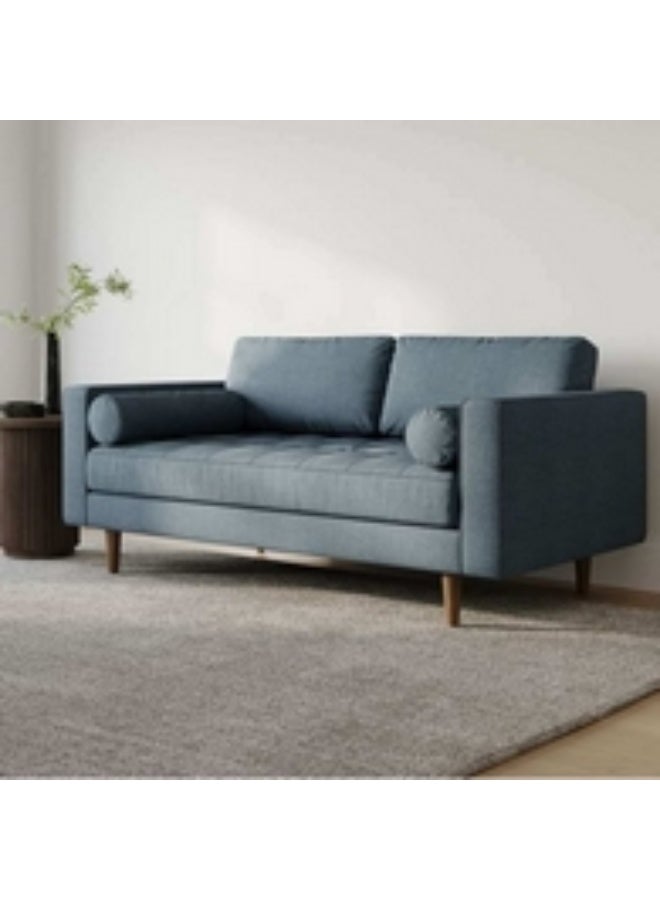 Homzmart Swedish Wood and Linen 2-Seater Sofa - Blue - Image 2