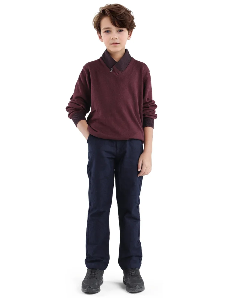 رير ونز Rare Ones Kids Denv Maroon Full Sleeve Casual Zipper Regular Sweater