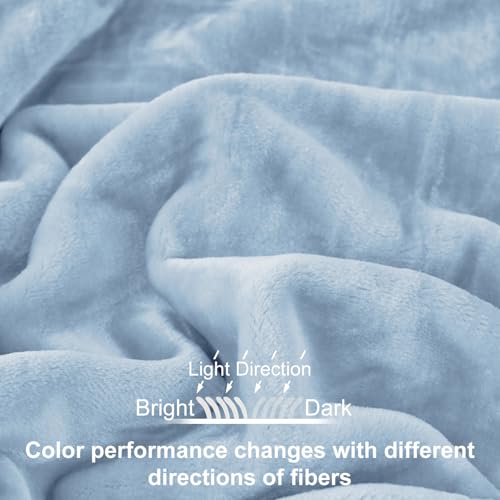 JYK Premium Silky Flannel Fleece Blanket - Queen Size 79'' x 91'', 3.5 LB Lightweight and Fluffy Cozy Plush Microfiber Blanket for Couch, Sofa, Bedroom, Light Blue - Image 3