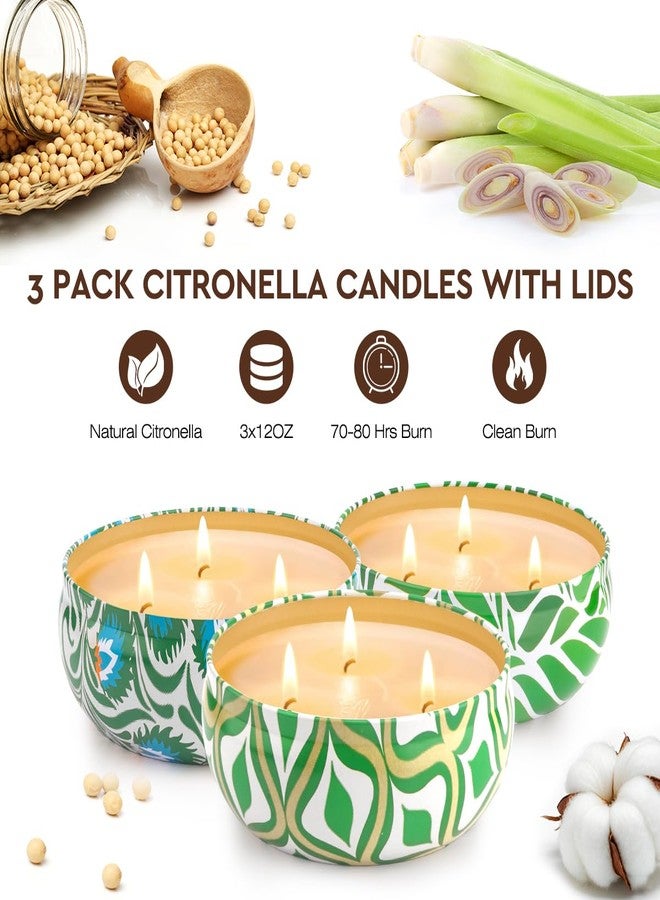 SUPERSUN Citronella Candles Outdoor, Large 36oZ Citronella Candles, 240 Hours Burning, 3-Wick Natural Soy Wax Summer Outdoor Candles for Outside Indoor Patio Home Garden Yard Balcony Camping Porch BBQ - Image 2